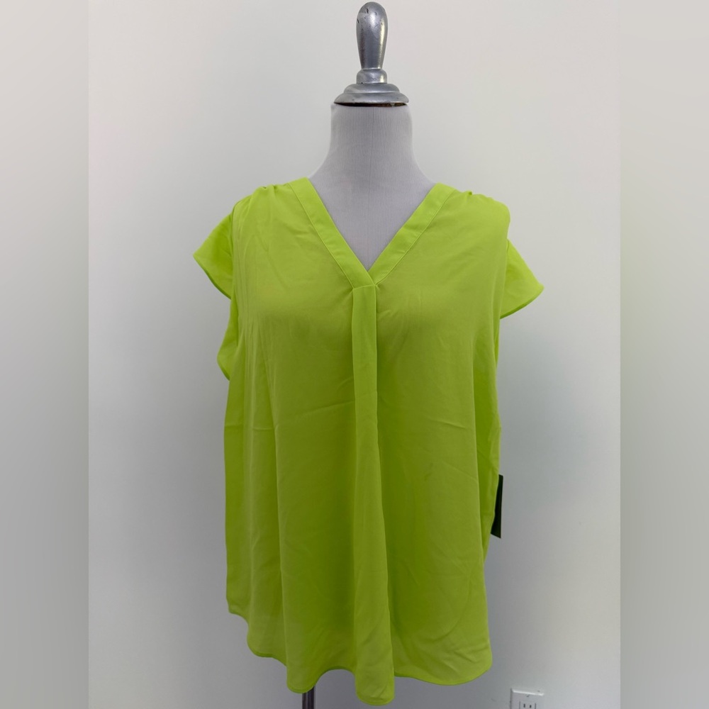 NEW w/Tags Chaus Neon Green Women's Blouse Size XL